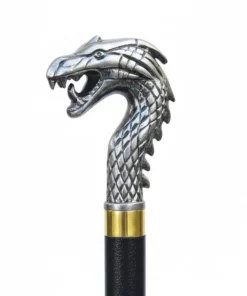 Handmade Dragon Face Handle Walking Stick (1)
